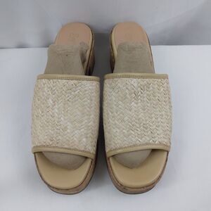 Seychelles Straw Open Toe Heels Sandals Slides Coastal Boho Women's Size 10